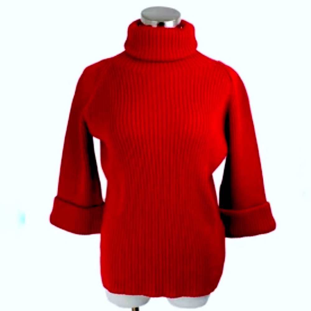 RED VALENTINO WOOL TURTLENECK SWEATER - RED